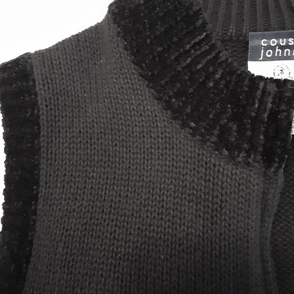 Womens COUSIN JOHNNY  Full Zipper Black Sweater Vest - Small - Picture 6 of 8